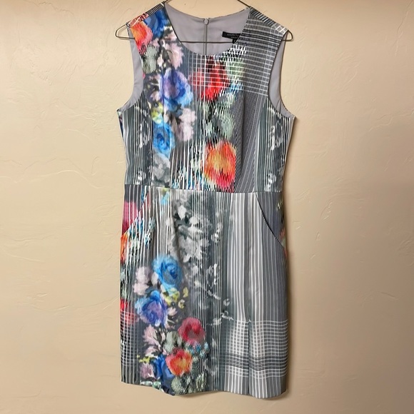 Nanette Lepore Abstract Floral Watercolor Sheath Dress 8 - Picture 3 of 6